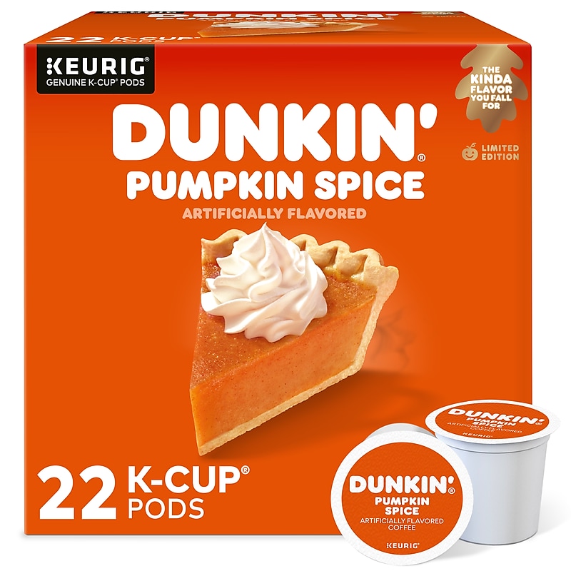 Dunkin' Pumpkin Spice Coffee Keurig® K-Cup® Pods, Light Roast, 22/Box (5000202812) image 1