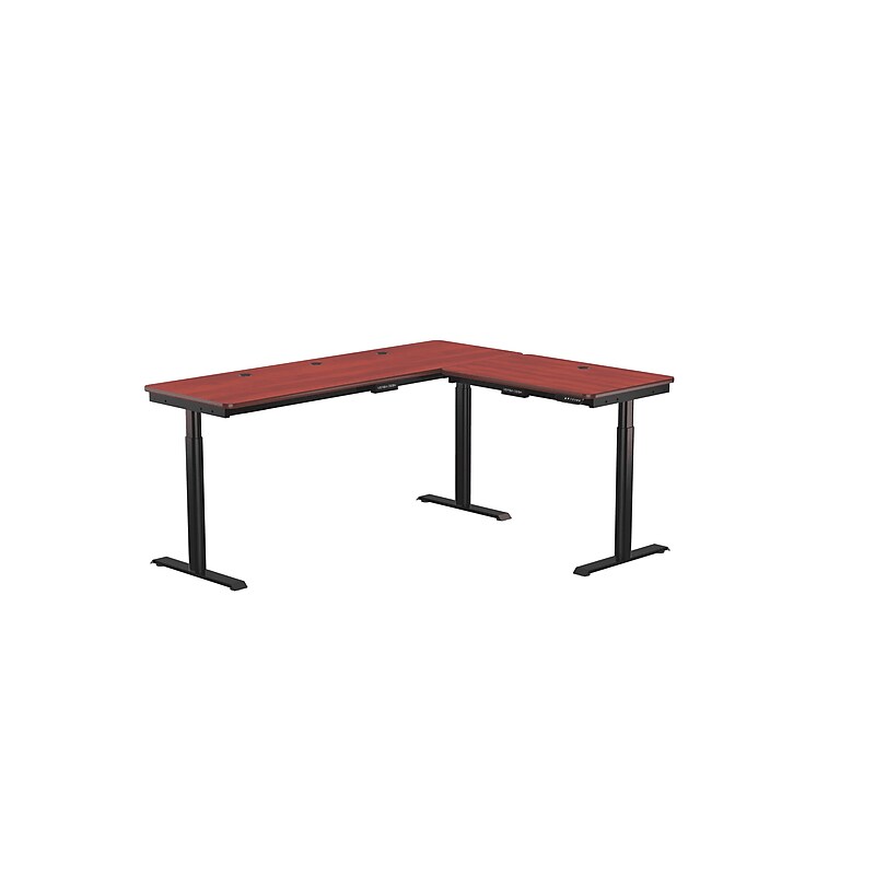 VersaDesk PowerLift 60"W Electric L-Shaped Adjustable Standing Desk, Cherry/Black (PLLSD7260-BC-APP) image 1