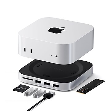 Satechi Mac Mini Stand & Hub with NVMe SSD Enclosure, Silver (ST
