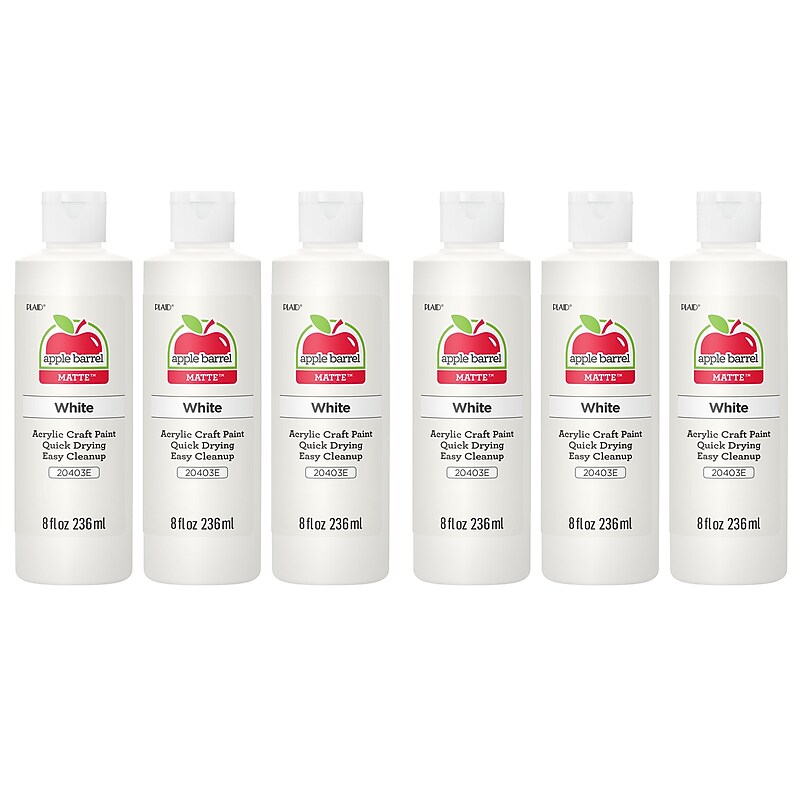 Apple Barrel Acrylic Paint Matte, 8oz., White, 6/Pack (APP20403E-6) image 1