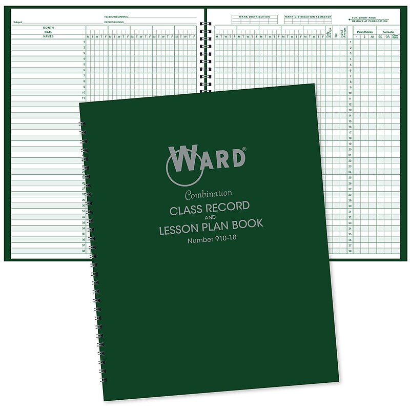 Ward Undated Combination Class Record and Lesson Plan Book, 8.5" x 11", 25/Pack (WRD-910-18-CP) image 1