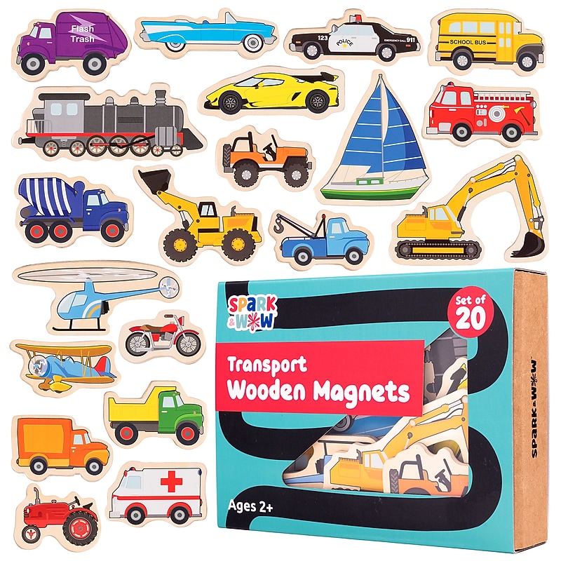 Spark & Wow Wooden Transport Magnets, 20/Set (CTUSW400025) image 1