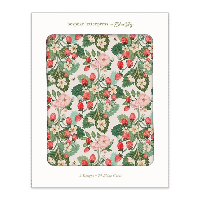 Blue Sky Bespoke Glossy Personal Blank Cards, Strawberries/Camellia Orchid (156843) image 1