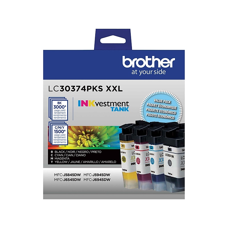 Brother LC30374PKS XXL Black/Cyan/Magenta/Yellow Super High Yield Ink Cartridges, 4/Pack image 1
