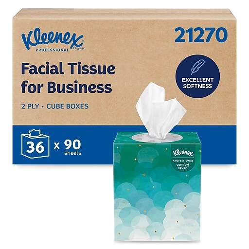 Kleenex Professional Facial Tissue, 2-ply, White, 90 Tissues/Box