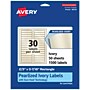 Avery Pearlized Ivory Rectangle Multipurpose Labels, 2/3" x 3-7/16", Ivory, 1500/Box (94210)~#|#~E817761E-F244-4B79-AF39E4645099870C_sc7