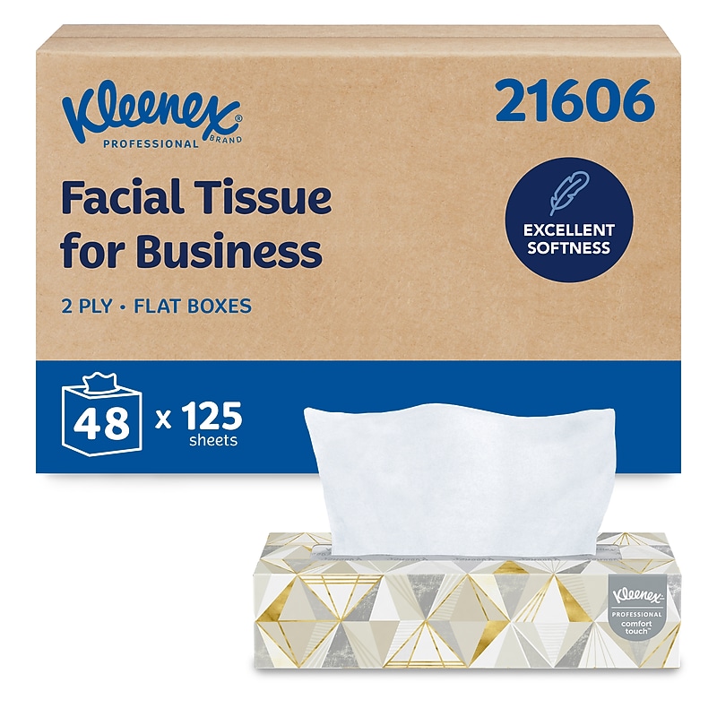 Kleenex Professional Facial Tissue, 2-ply, White, 125 Tissues/Box, 48 Boxes/Carton (21606) image 1
