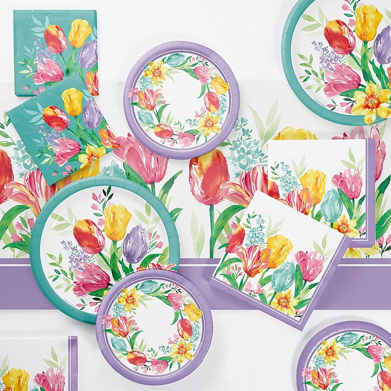 Creative Converting Beautiful Blooms Tableware Kit, Serves 8 (DTC9200E2A) image 1