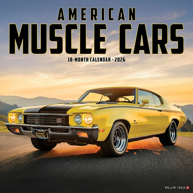 2026 Willow Creek American Muscle Cars 12" x 12" Monthly Wall Calendar (49822X) image 1