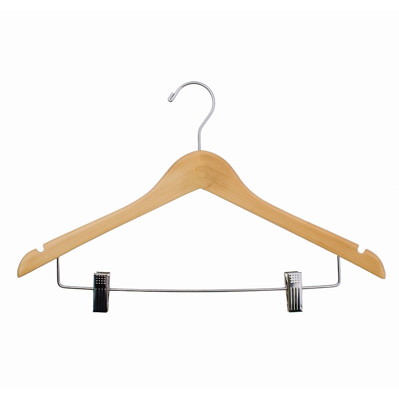 Nahanco 17" Wood Lacquered Ladies' Suit Hanger, Natural, 100/Box (7117RCCH) image 1