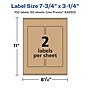 Avery Laser/Inkjet Rectangle Multipurpose Labels, 7.75" x 3.25", Kraft Brown, 100 Labels/Box ( 94260)~#|#~E835EF7B-B5F0-4AD8-898EDD4A50585E50_sc7