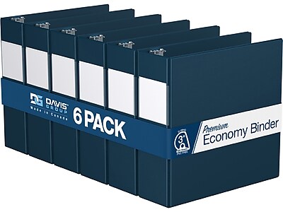 Davis Group Premium Economy 3" 3-Ring Non-View Binder, Navy, 6/Pack (2305-72-06)