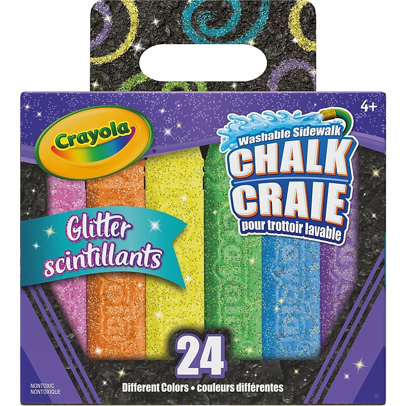 Crayola Glitter Scintillants Sidewalk Chalk, 24/Box (518300) image 1