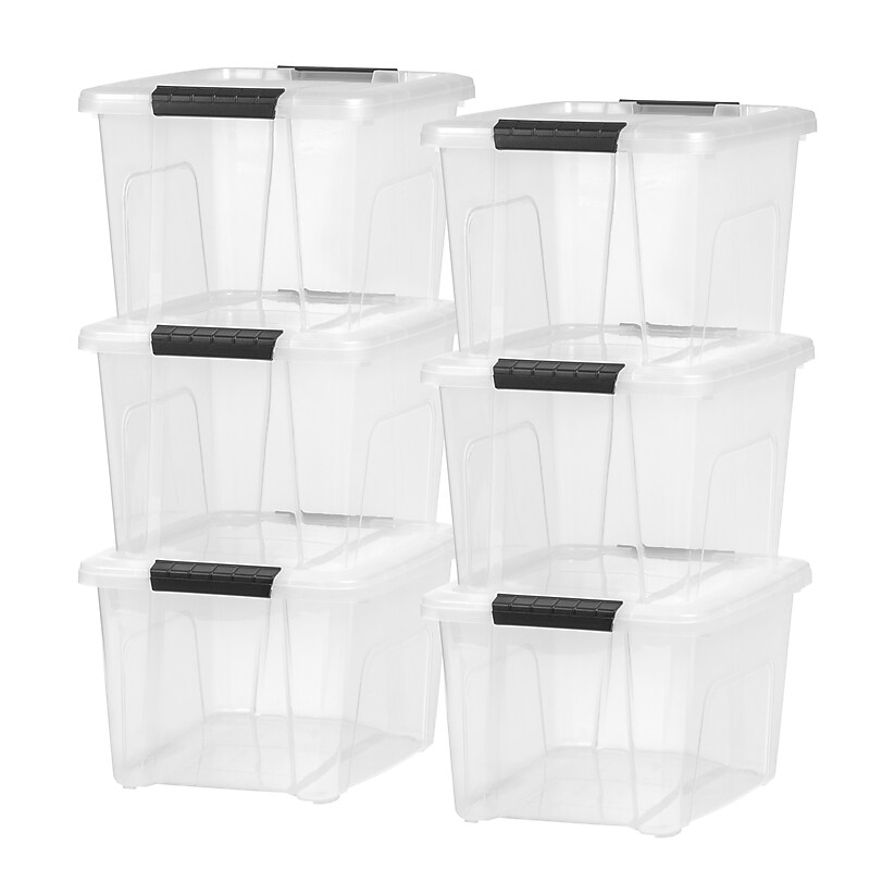 Iris 20.5 Quart Storage Container with Lid, Plastic, Clear, 6/Pack (500296) image 1