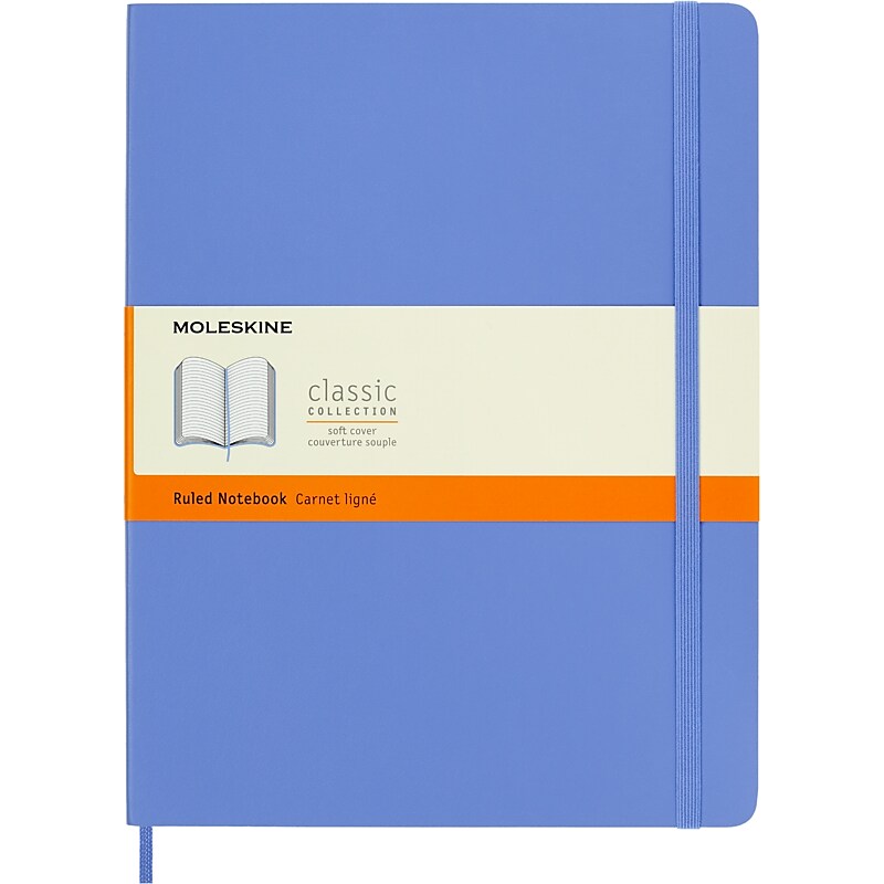 Moleskine Classic Professional Notebooks, 7.5" x 9.75", Narrow Ruled, 192 Sheets, Hydrangea Blue (851014) image 1