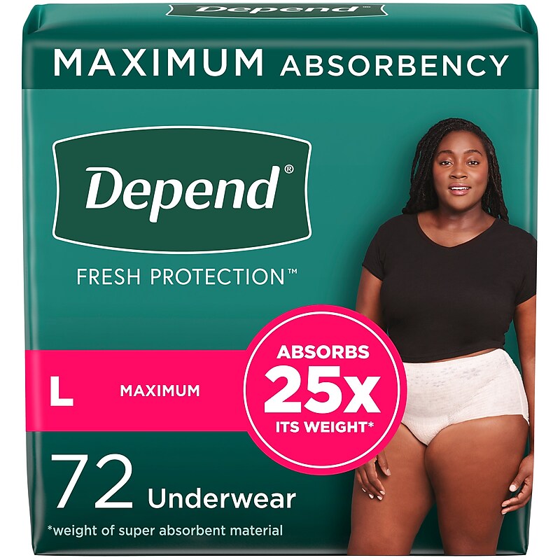 Depend Fresh Protection Adult Incontinence Underwear for Women, Disposable, Large, Blush, 72 Count (54198) image 1