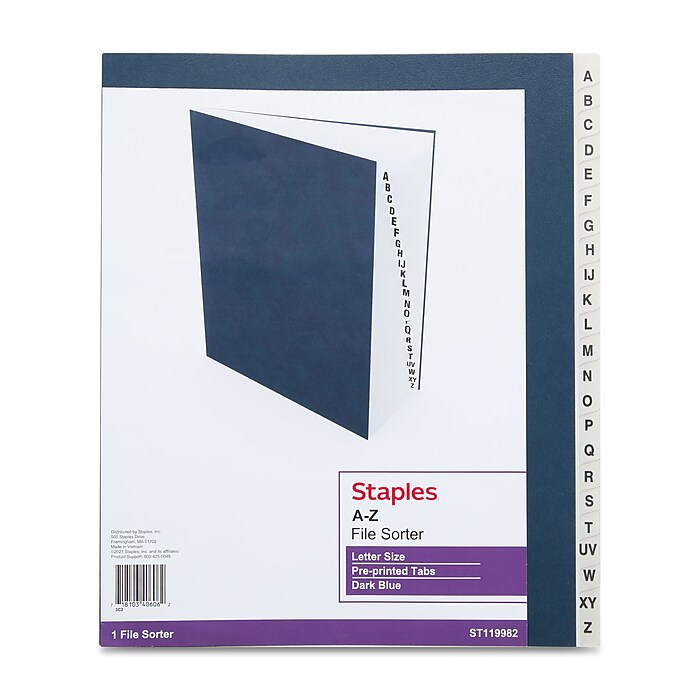 Staples EveryDay Pressboard Indexed Desk File, Alphabetical Index