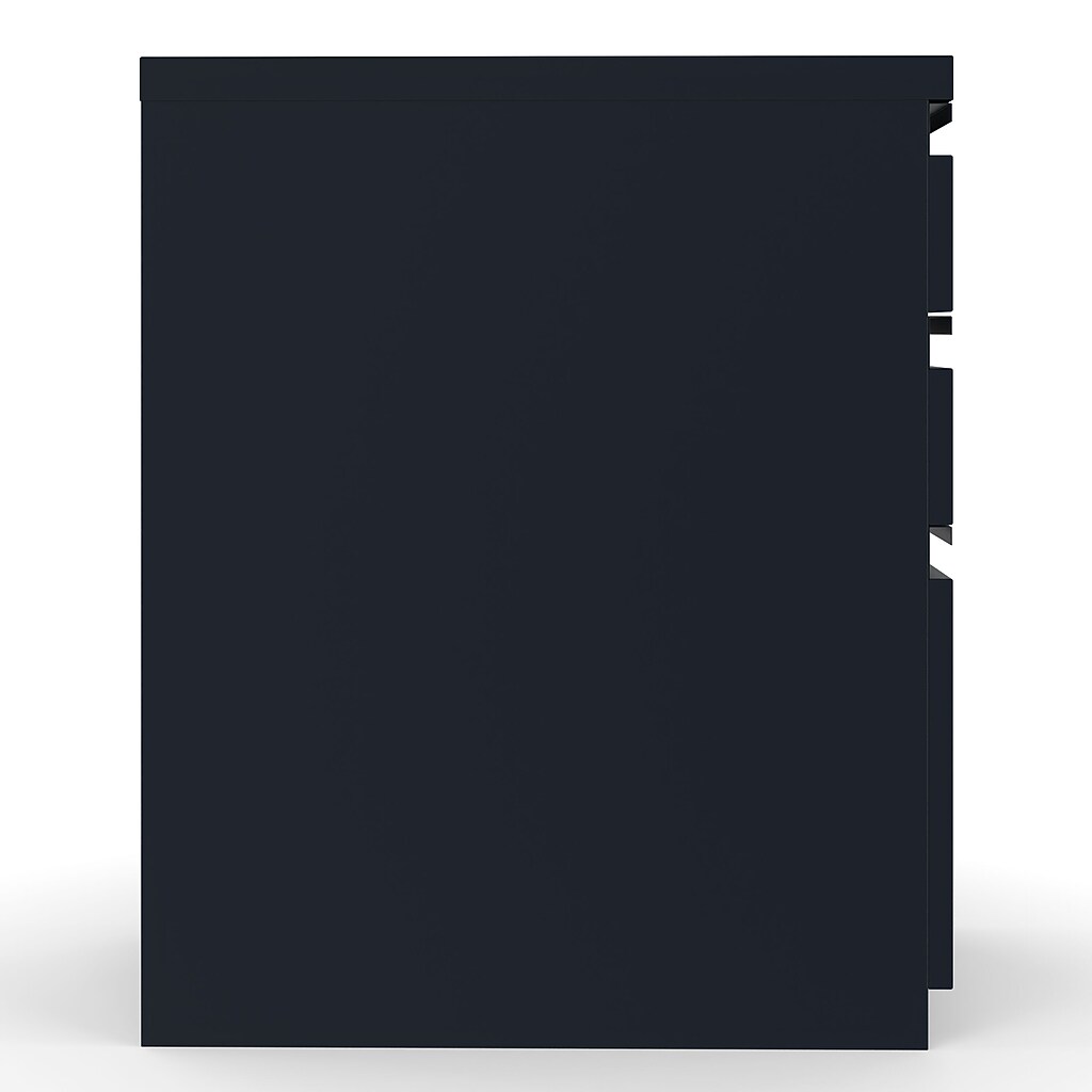 Side profile of filing cabinet showing depth