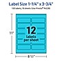 Avery Rectangle Multipurpose Labels, 1.25" x 3.75", Bright Blue, 120/Pack (94228)~#|#~E86F32D1-2654-4F23-AFBEC0B9F77E20AE_sc7