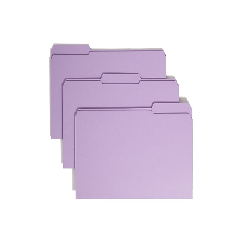 Smead File Folder, 3 Tab, Letter Size, Lavender, 100/Box (12434) image 1