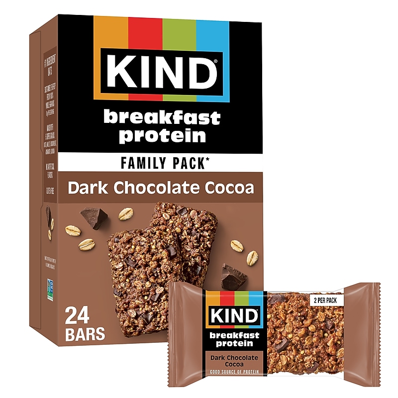 KIND Breakfast Gluten Free Dark Chocolate Cocoa Protein Bar, 12 Bars/Box (67658) image 1