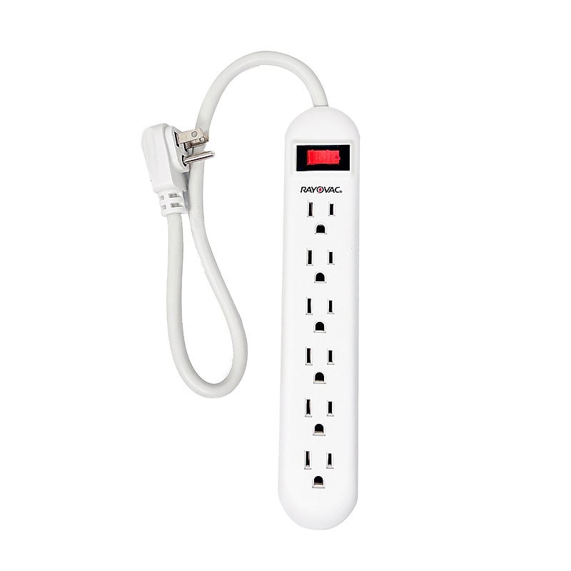 RAYOVAC 6-Outlet Power Strip, 1.5-ft. Cord, White (HM-PS-150) image 1