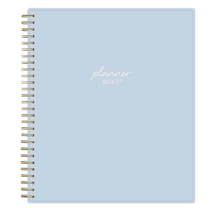 2026-2027 Blue Sky 8" x 10" Academic Year Monthly Planner, Plastic Cover, Powder Blue (161723) image 1