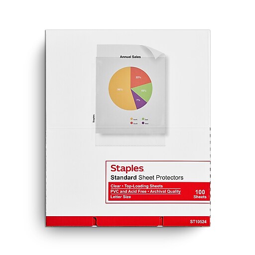 Staples Standard Weight Sheet Protectors, 8.5 x 11, Clear, 100