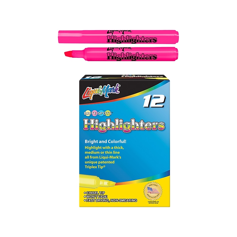 Liqui-Mark Tank Fluorescent Highlighter, Chisel Tip, Pink, Dozen (60622) image 1
