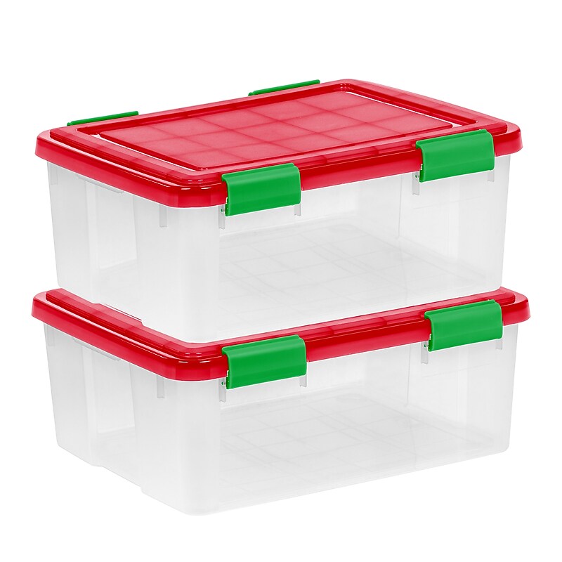 Iris WeatherPro 30.6 Quart Storage Container with Lid, Plastic, Clear, 2/Pack (588784) image 1