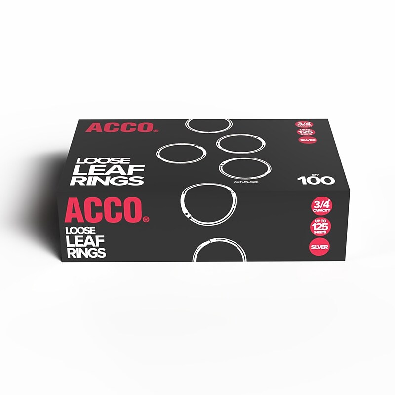 ACCO Book Ring, 3/4" Capacity, Silver, 100/Box (ACC72201) image 1