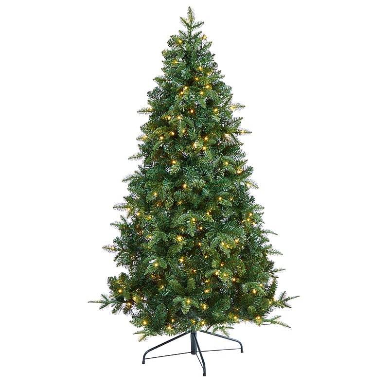 Nearly Natural 6' Grand Teton Spruce Flat Back Artificial Christmas Tree with 180 Clear LED Lights (T1863) image 1