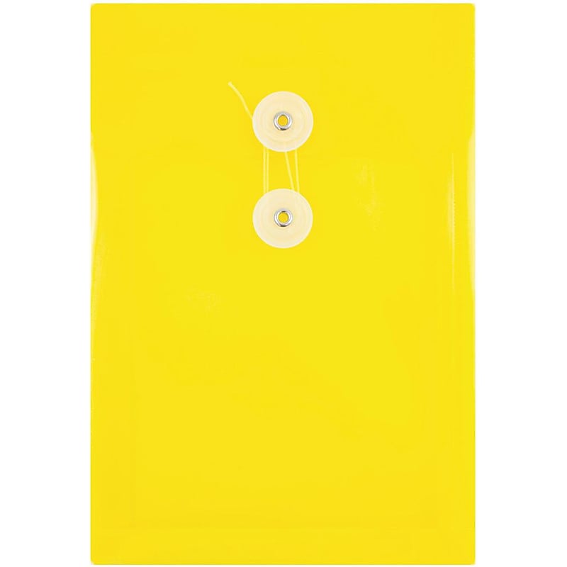 JAM Paper Premium Plastic Filing Envelope with Button & String Closure, Yellow, 3/Pack (472B1YEX3) image 1