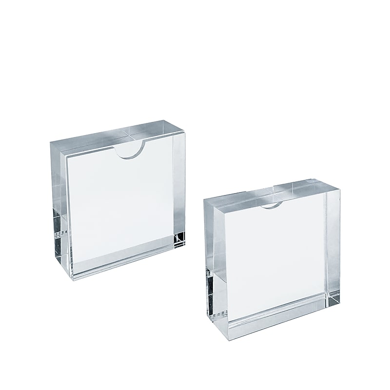 Azar Sign Holder, 3" x 3", Desktop/Wall, Clear Acrylic, 2/Pack (104553-2PK) image 1