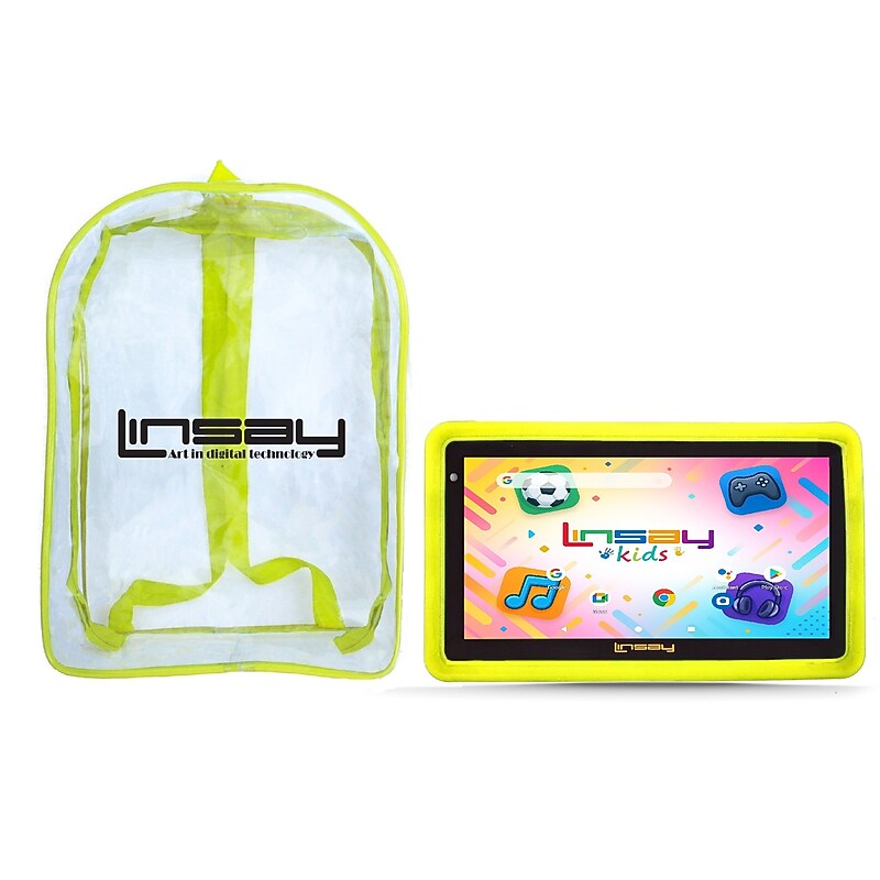 Linsay 7" Octa Core Tablet, WiFi, 128GB SSD, Android 15, Bundled with Kids Yellow Defender with Backpack Case image 1