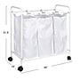 Household Essentials 3-Section Rolling Laundry Sorter, Polyester, White (HE1110)~#|#~E8A654AF-1610-480C-B10F07F6F0081FDE_sc7