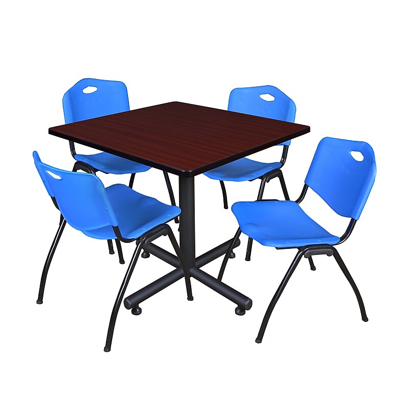 Regency 36" Laminate, Melamine and Steel Square Lunch Table with Stacker Chairs Blue (TKB3636MH47BE) image 1