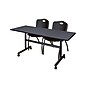 Regency Kobe 60" Flip Top Mobile Training Table- Grey & 2 'M' Stack Chairs- Black~#|#~E8C3EA77-5636-4EF9-814198211D61D75A_sc7