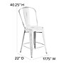 Flash Furniture Carly Indoor-Outdoor Counter Height Stool with Back, White with Gray Seat (ET353424WHPL1G)~#|#~E8C47615-1A17-4AC7-805F55937490BC12_sc7