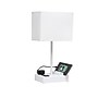 Simple Designs Rectangular Multi-Use 1 Light 15.3" LED Table Lamp with 2 USB Ports and Charging Outlet, White (LT1110-WOW)~#|#~E8C4FB23-BBC5-4DCF-936E36EFCA658B82_sc7