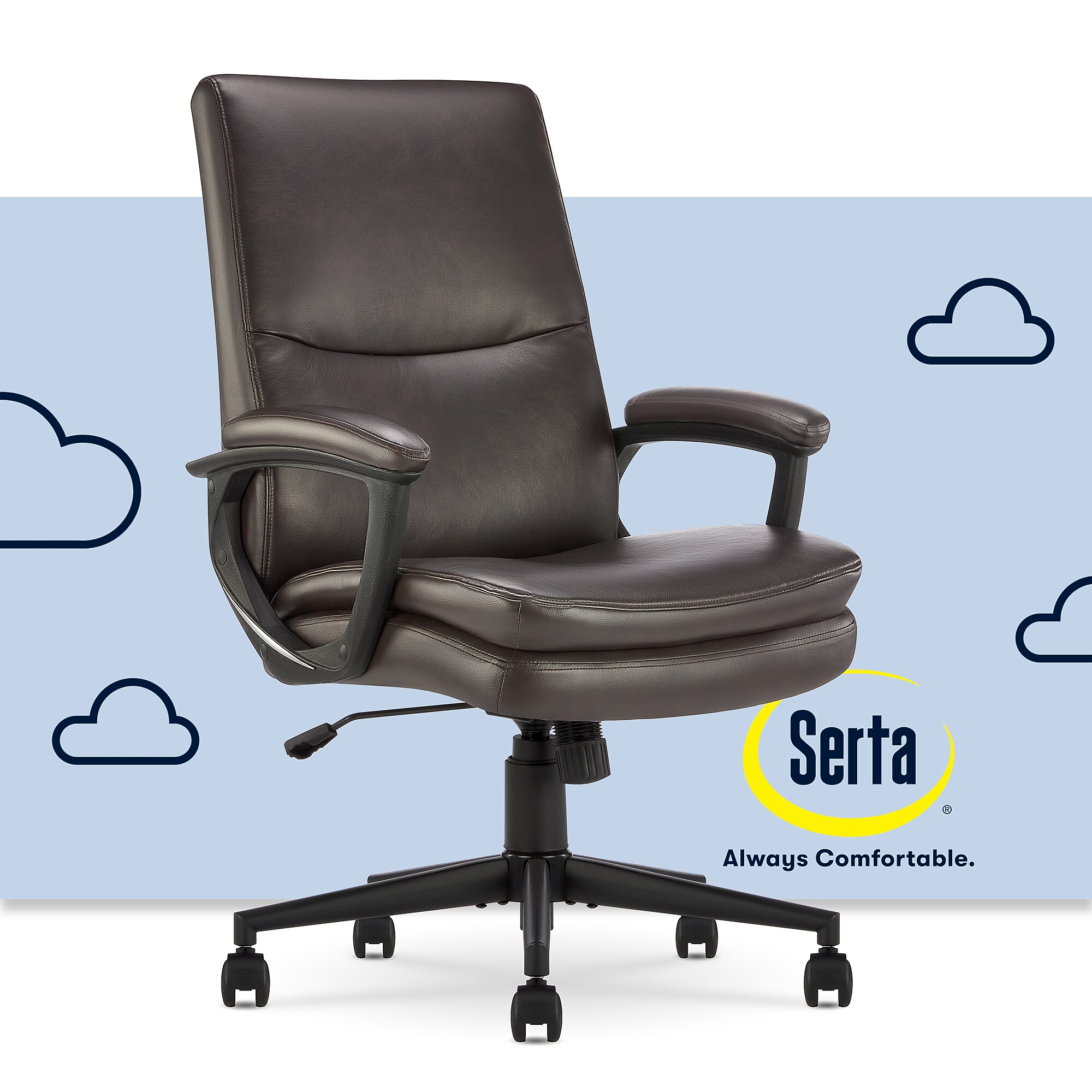 Serta Comfort Modern Ergonomic Bonded Leather Swivel Executive Chair, Brown (CHR10132B) Sansujyuku sansujyuku.com