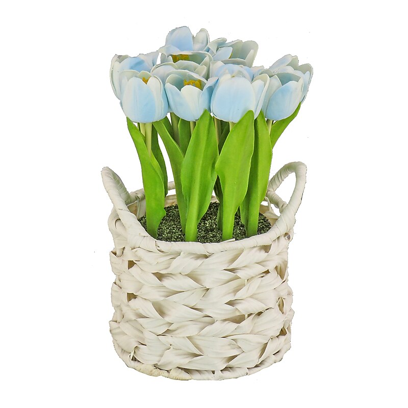 National Tree Company 10" Blue Tulip Bouquet in Metal Pot (MT81-10926GBL-1) image 1