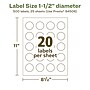Avery EcoFriendly Laser/Inkjet Multipurpose Labels, 1-1/2" diameter, White, 500/Pack (94506)~#|#~E8DE6643-FBD9-41A7-8638A53C301D222B_sc7