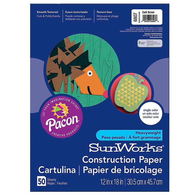Pacon 12" x 18" Construction Paper, Dark Brown, (PAC6807) image 1
