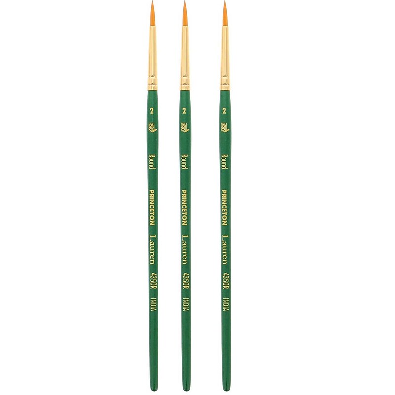 Princeton Lauren Short Handle Watercolor Synthetic Round Brush, 3/Pack (PBXP4350R2-3) image 1
