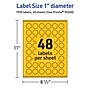 Avery Laser/Inkjet Round Multipurpose Labels, 1" Dia., Bright Yellow, 1920/Pack (94500)~#|#~E8EAC28A-43AE-4B25-82EE5459E620A393_sc7