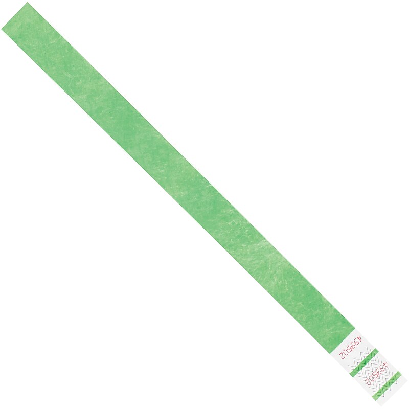 Tyvek Synthetic Fiber Crowd Control Wristbands, 3/4" x 10", Green, 500/Carton (WR101GN) image 1