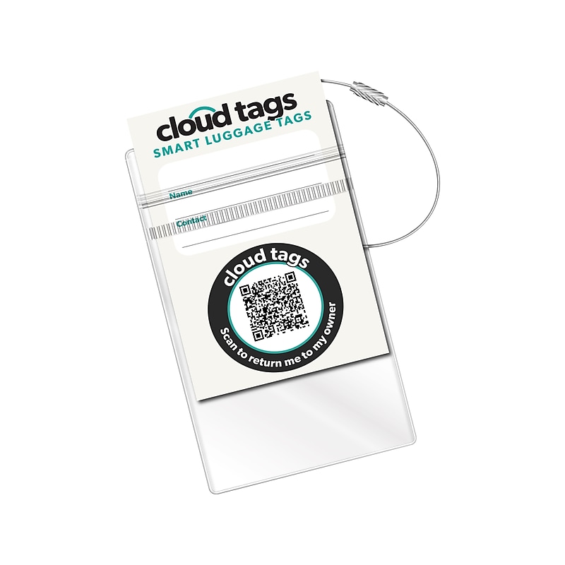 Davis Group Cloud Tags Luggage Tag, White/Green, 4/Pack (10114) image 1