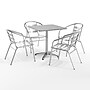Flash Furniture Lila Indoor-Outdoor Table Set with 4 Slat Back Chairs, 27.5", Aluminum (TLH28SQ017BCHR4)~#|#~E8EEF2B2-6890-465D-A3B46CC09DF28A76_sc7
