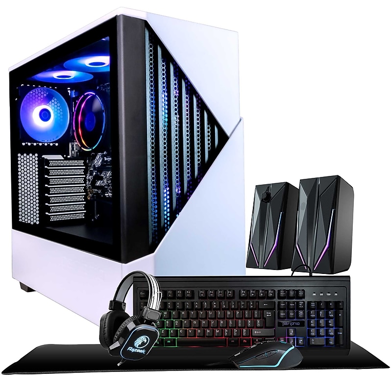 Periphio Castle Gaming Desktop Computer, AMD Ryzen 5, Radeon Vega 7, 16GB RAM, 1TB SSD, Windows 11, Keyboard + Headset + Speaker image 1